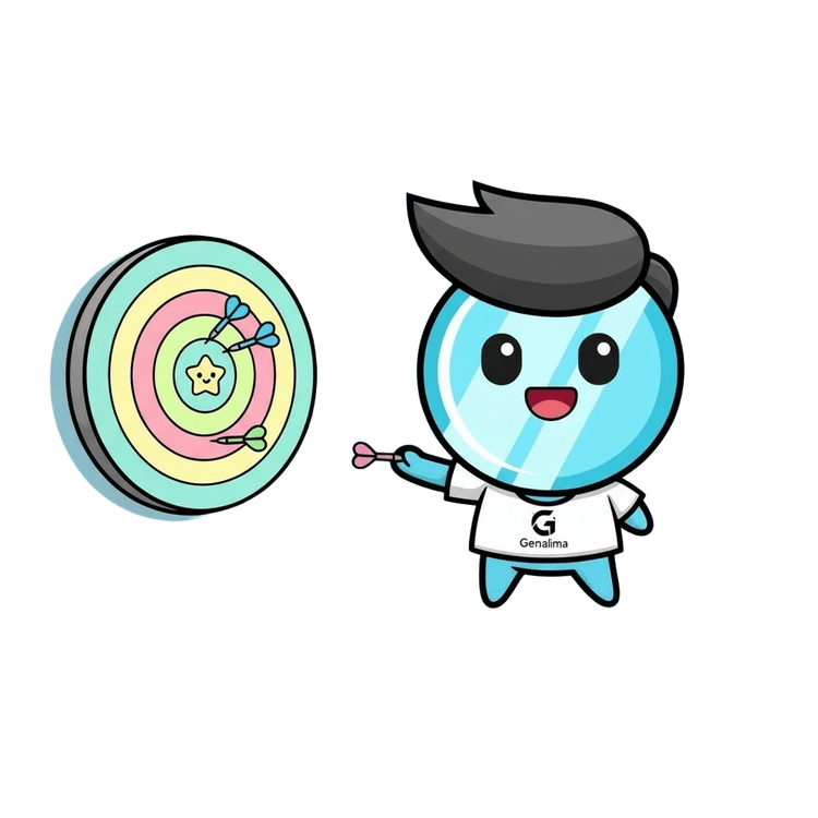 Genaima mascot celebrating bullseye results